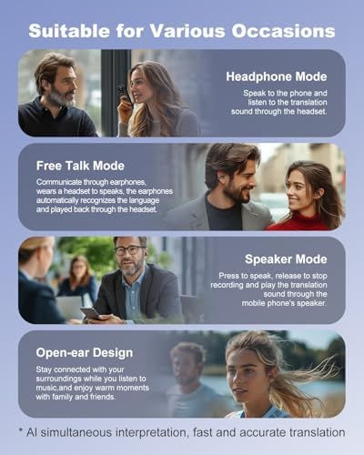 Next-Gen AI Translation Wireless Earbuds – Ultra-Light Bluetooth 5.4 Headphones with Hi-Fi Sound and Deep Bass for Dynamic Lifestyles, Effortless Multilingual Support in 163 Languages, Perfect for i OS & Android Users, Comfortable Open-Ear Design for Travel and Fitness Enthusiasts