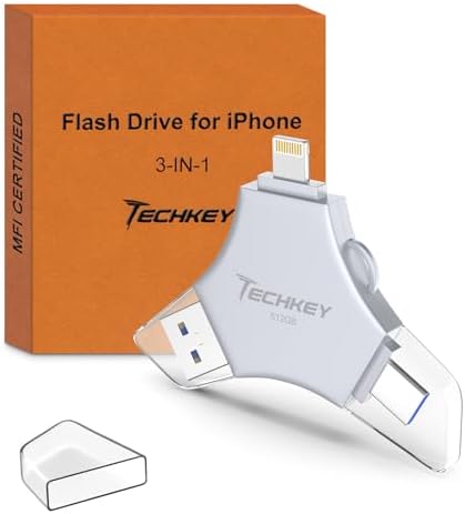 MFi Certified 128 GB USB 3.0 Flash Drive – 3-in-1 External Memory Stick for i Phone, i Pad, Android & PC – High-Speed Data Transfer for Photos, Videos & Backup – Ultimate Portable Storage Solution for Effortless Data Management and Secure File Sharing