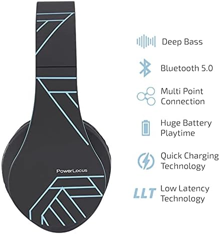 Unleash Exceptional Audio Quality with Power Locus Wireless Bluetooth Over-Ear Headphones – Lightweight, Foldable Design with Luxurious Memory Foam Ear Cushions, Integrated Microphone, Multi-Device Compatibility, Micro SD/TF Card Support & FM Radio – Perfect for Noise Cancellation, Effortless Connectivity, and All-Day Comfort for i Phone, Android, PC, Tablet, and TV Users