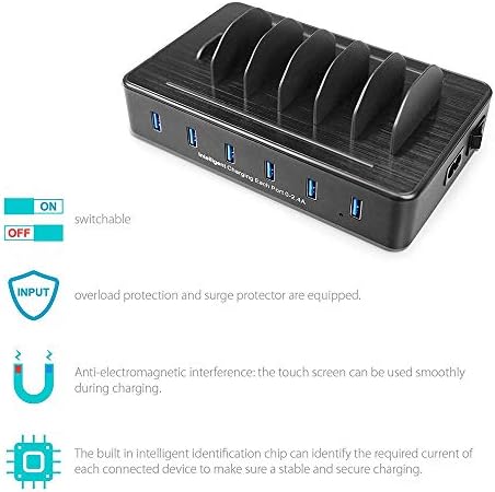 Ultimate 100 W USB C Multi-Device Charging Station: Fast Charge 4 PD & 2 USB Ports for Apple i Phone, i Pad, Android Phones & Tablets | Compact Desktop Organizer with Advanced Safety Features for Home & Office Use