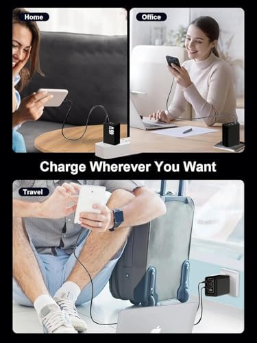 Maximize Your Charging Potential with the 65 W Ga N USB C Wall Charger – Compact Dual Type C Fast Charging Station for Mac Book Pro/Air, i Phone 8-16, i Pad Pro/Air, Apple Watch & Galaxy S20-24 – Lightweight, Foldable Design with Superior Safety Technology for Home & Travel Efficiency