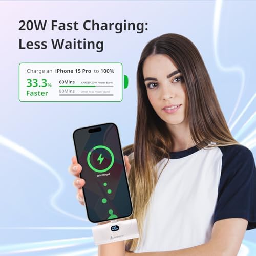 Ultra-Compact 5000 m Ah USB-C Power Bank with 20 W Quick Charge – Lightweight Mini Phone Charger for i Phone 15/16, Samsung & Android Devices – Reliable Emergency Charging Solution with Advanced Safety Features for On-the-Go Power
