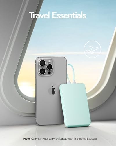Charmast 10000 m Ah Slim Power Bank – 20 W Fast Charging Portable Charger with Removable Cable for i Phone & Android – Lightweight Hand-Free Battery Pack with Digital Display for Effortless Travel Convenience