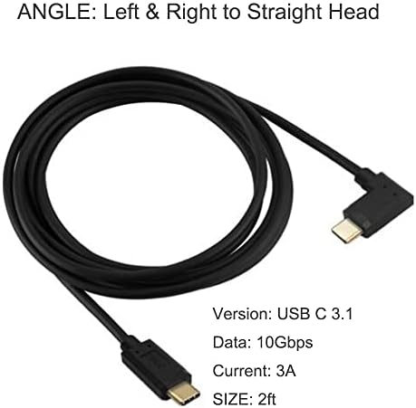2 Feet 10 Gbps USB 3.1 Type C Cable – Versatile Male to Male Design with Angled Connectors for 4 K@60 Hz Monitors, Fast Data Transfer & Charging Capability, Durable High-Speed AV Connection for Home Office & Entertainment Setup