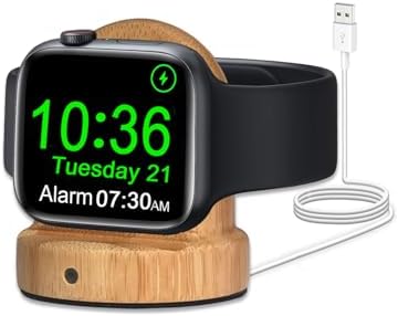 Sapele Wood Magnetic Charging Dock for Apple Watch – Elegant Fast-Charging Stand for Series 1-10, SE, and Ultra Models – Stylish and Portable Smartwatch Accessory for Home & Travel – Unique Durability and Chic Aesthetic Combined