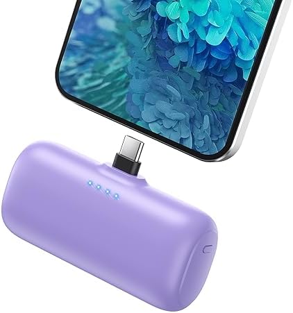 Ultra-Compact 5200 m Ah USB C Power Bank – Fast Charging Mini Portable Charger for i Phone 16/16 Plus/15/15 Plus/15 Pro Max, Galaxy S25/S24, i Pad, and Android Devices – Essential Power Solution for On-the-Go Charging
