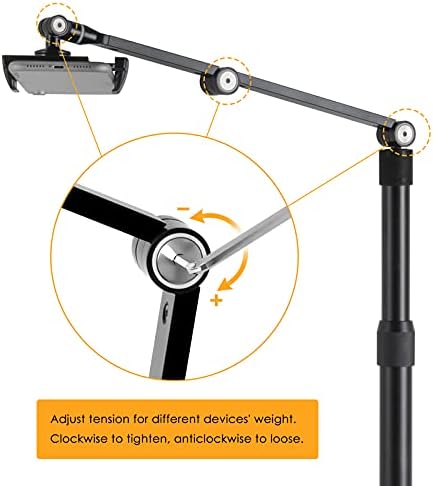 Transform Your Workspace with the Viozon 360-Degree Adjustable Overhead Stand – Premium Aluminum Holder for Smartphones & Tablets (3.5-11″) – Compatible with i Phone, i Pad Pro, Samsung, Nexus – Ergonomic Design for Enhanced Comfort and Stability – Perfect for Video Conferencing, Streaming, and Effortless Multitasking