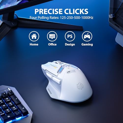 INPHIC IN9 Wireless Gaming Mouse – Versatile Tri-Mode Connectivity (Bluetooth, Type-C, 2.4 GHz), 10,000 DPI Precision, RGB Backlit Customization, Ergonomic Design for Ultimate Comfort, Fully Programmable for Gamers and Professionals on PC, Laptop, and Mac