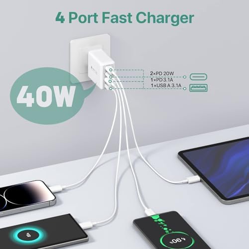 Revolutionize Your Charging Routine with Our 4-Port USB Wall Charger – Ultra-Fast QC 3.0 Adapter for i Phone 12-15, LG, Google Pixel & More – Compact, Reliable Power Solution for Home and On-the-Go Charging