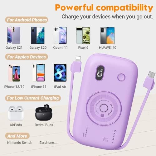 Ultimate 20000 m Ah Portable Charger with 22.5 W Quick Charge & 20 W Power Delivery | Built-In Dual Cables & Battery Level Display | Charge 5 Devices Including i Phone & Samsung On-the-Go | High-Capacity External Battery Pack for Travel and Daily Use
