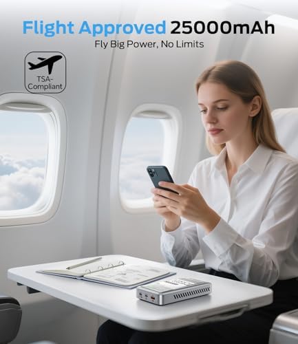MOVE SPEED 145 W High-Capacity Laptop Power Bank – 25,000 m Ah Portable Charger with PD 3.1, 240 W Type-C Cable & Smart Display for Optimal Device Compatibility – FAA-Approved, Ultra-Fast Charging Solution for i Phone, Mac Book, Galaxy & More – Essential Travel Companion with 36-Month Warranty This powerful portable power bank meets stringent FAA and TSA regulations, ensuring safe travel for frequent flyers. With a massive 25,000 m Ah capacity, it delivers multiple charges for your essential devices, including 4 full charges for i Phone 16 and 3 for Galaxy S24. Experience ultra-fast charging with a single 140 W USB-C output that charges a 16-inch Mac Book Pro to 56% in just 30 minutes. The included 240 W-rated Type-C cable guarantees maximum efficiency, while the intelligent display provides real-time insights into battery percentage and charging status. Featuring a dynamic triple-port design, this charger ensures simultaneous charging for two devices, making it the ultimate solution for your on-the-go lifestyle. Benefit from a comprehensive 36-month protection plan for peace of mind with your purchase.