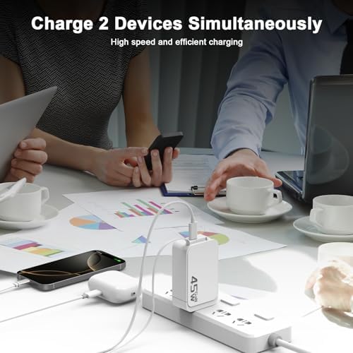 45 W Retractable Wall Charger with Type-C Cable – Fast USB-C Power Delivery for i Phone 16/15 Pro Max, i Pad Pro, Galaxy, and Pixel – Compact Travel Charger with Foldable Plug for Tangle-Free Convenience and Enhanced Compatibility