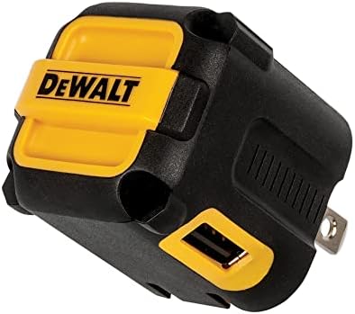 DEWALT Heavy Duty Angled Dual Port USB Charger – 12 W Wall Adapter for Fast Charging Multiple Devices, Foldable Plug for Optimal Portability, Compatible with i Phone 15, Galaxy S22, Note 20, HTC, Moto, and LG – Superior Speed and Enhanced Durability for Home and Travel