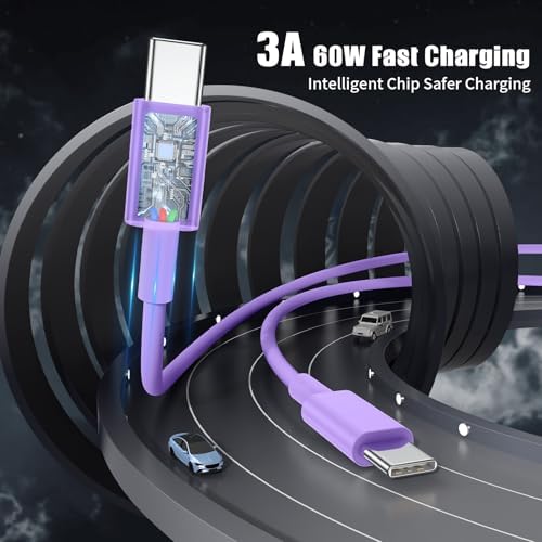 6-Foot USB C Cable for i Phone 15 – 3-Pack Durable Woven Fast Charging Solution for i Phone 16, Mac Book Pro, and Samsung Galaxy S23 Ultra – Optimal Length for Home, Office, and Travel Use – 60 W Power Delivery & High-Speed Data Transfer
