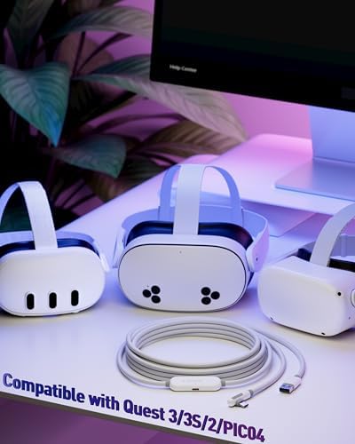 Maxonar VR Charging Link Cable 16FT (Next-Gen Chip) Compatible with Meta Quest 3S/Quest 3/Oculus Quest 2/Pico 4 Accessories and PC/SteamVR, Awesome Gift-5Gbps USB 3.0 to USB C Cable-White – Enhanced Compatibility and Speed