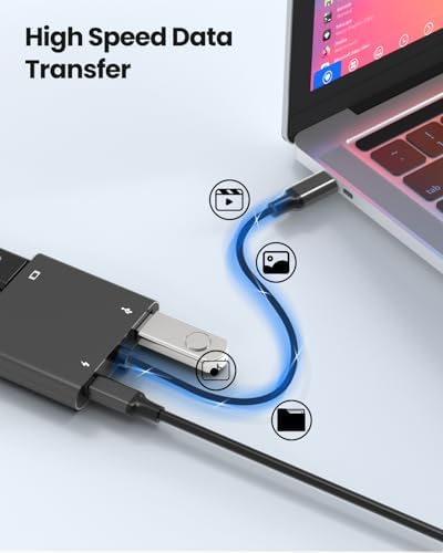 Fophmo Dual HDMI Adapter – 4 K@60 Hz USB C Hub with 100 W Power Delivery & USB-A Port for Enhanced Dual Screen Experience – Perfect for Gamers & Professionals Seeking Stunning Visual Clarity and Seamless Multitasking