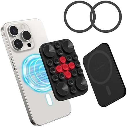 Magnetic Suction Cup Phone Mount for Mag Safe Cases – Ultimate Hands-Free Solution for i Phone 12/13/14/15/16 – Superior Anti-Slip Grip for Showers, Cooking, and Video Conferencing – Sleek Black Design to Enhance Content Creation and Daily Convenience