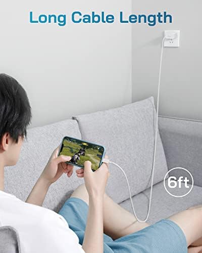 Rapid Charge 20 W USB-C i Phone Charger with 6 ft Cord – MFi Certified Power Block for i Phone 14/13/12/11/X & i Pad – 3-Pack for Ultimate Convenience and Versatility – Enhanced Durability & Fast Charging Performance