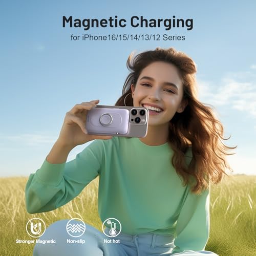 Magnetic Wireless Power Bank for Apple Devices – BLAVOR 10,000 m Ah Portable Charger with Built-in Cables and 20 W Fast Charging, Seamless Compatibility for i Phone 16/15/14/13/12 and Apple Watch, Integrated Stand for Hands-Free Use, Sleek White Design – Ultimate Convenience for On-the-Go Charging
