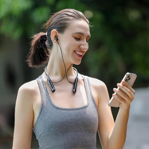 Ultra-Durable Waterproof Bluetooth Neckband Headphones – 100 Hours of Uninterrupted Playtime, Enhanced Noise-Canceling Microphone, and Bluetooth 5.3 for Optimal Connectivity – Exceptional Hi-Fi Stereo Audio with TF Card Slot for On-the-Go Music Enjoyment During Active Lifestyles