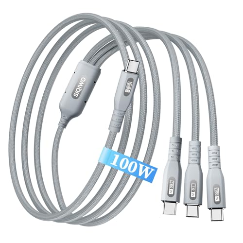 SIQIWO 3 in 1 USB C Cable – 100 W Max Fast Charging Braided Splitter Charger with 3 Type C Ports – Versatile Connectivity for i Phone 16/15, Samsung Galaxy S25, Mac Book Air/Pro, and More – Ultimate Durability and Efficiency for On-the-Go Tech Users