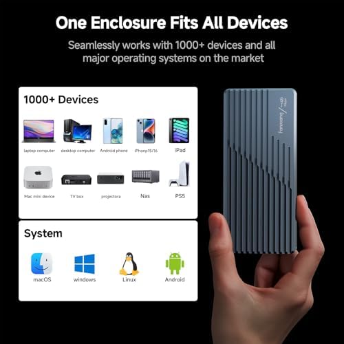 Ultra-Fast 40 Gbps M.2 NVMe SSD Enclosure with Cooling Fan – Versatile USB4/Thunderbolt 3/4 Compatible Adapter for M Key SSDs (2230/2242/2260/2280) – Portable and Durable Storage Solution for High-Speed Data Transfer and Enhanced Performance