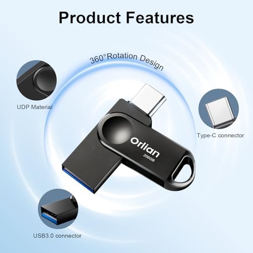 128 GB Dual USB Type C + A OTG Flash Drive – Waterproof Metal Swivel Design for Fast Data Transfer – Ideal Thumb Drive for PC, Laptop, Tablet, i Phone 15 & Android Devices – Portable Storage Solution for On-the-Go Professionals and Students