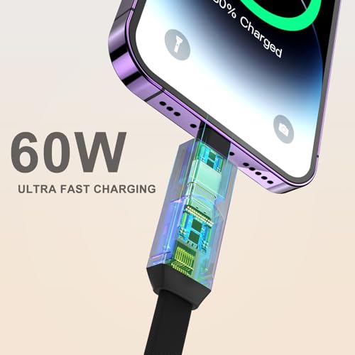 Multi Keychain Charging Cable Travel Portable Charger Cable Magnetic 4 in 1 USB C Cable Compatible with IP 15/15 Pro/ 15 Plus/ 15 Pro Max/MacBook/Galaxy (Lava Black) – Enhanced Compatibility and Speed