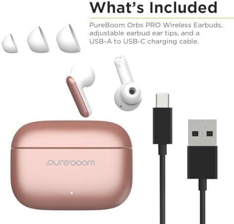 Elevate Your Audio Experience with Pure Gear Pure Boom Orbs Pro Wireless Earbuds – Advanced Active Noise Cancellation for Distraction-Free Listening, Premium High-Fidelity Sound for Audiophiles, Sleek and Durable Zinc Alloy Case for On-the-Go Lifestyle, Effortlessly Compatible with i Phone, Android, Laptops, and TVs – Perfect for Commuters, Fitness Buffs, and Home Music Lovers