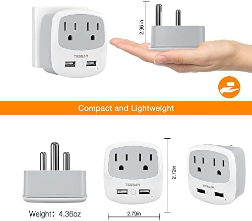 Ultimate TESSAN Type G UK Travel Plug Adapter with Dual USB Fast Charger Ports – Compact US to UK Power Converter for Effortless Global Connectivity in Scotland, London, Ireland, Kenya, Dubai & Qatar