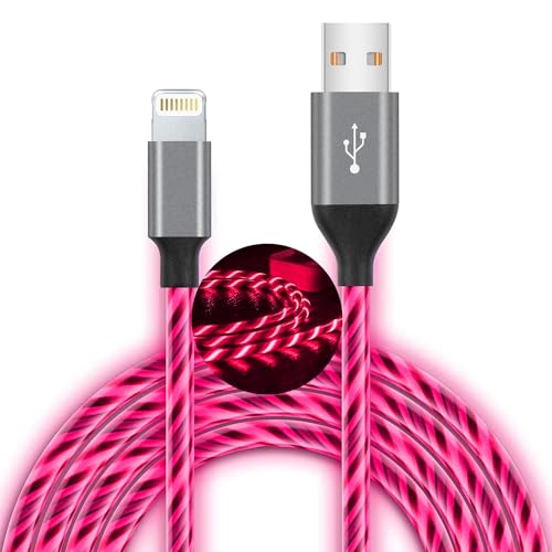 Vibrant LED Lightning Charging Cable for i Phone – MFi Certified 6 FT Fast Charge USB Cord with Dynamic RGB Light-Up Feature for Enhanced Compatibility and Performance with i Phone 14, 13, 12, 11 Pro Max, XR, X, SE, 8 Plus, i Pad, and i Pod – Durable and Stylish Tech Accessory for Home and On-the-Go Charging