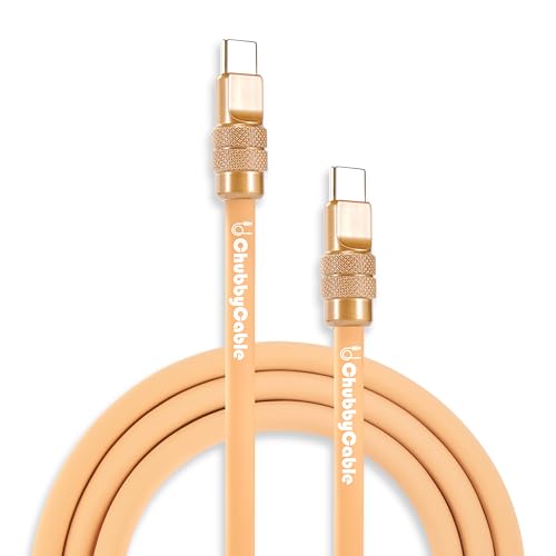 chubbycable Desert Titanium USB C Cable Luxury Gold 240W Fast Charging Cable Ultra-Thick Silicone Phones Tablets Cord, USB-A to Type-C, 197 inch – Enhanced Compatibility and Speed