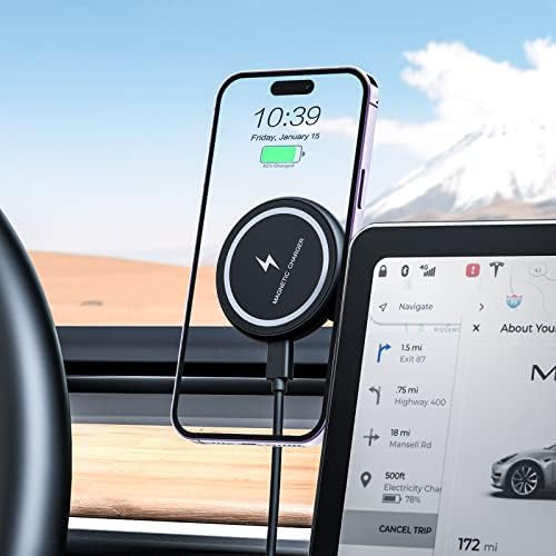 Magnetic Phone Mount for Tesla Model 3 & Y – Seamless Mag Safe Integration for i Phone 12/13/14/15 Series – Invisible Foldaway Design Enhances Interior Aesthetics – Secure, Hands-Free Navigation & Communication Accessory for Tesla Drivers – Effortless Installation, Optimized Compatibility & Unmatched Stability