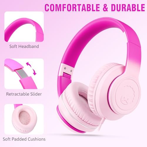 Rockpapa L22 Purple Over-Ear Headphones for Kids & Women – Lightweight, Foldable, and Durable Wired Design with Built-In Microphone for Clear Hands-Free Communication, Perfect for School, Travel, and Daily Use – High-Quality Stereo Sound and Tangle-Free Cord for Seamless Audio Enjoyment