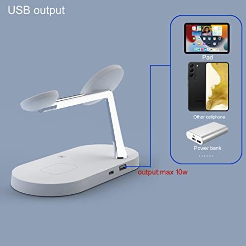 Maximize Your Charging Efficiency with the 5-in-1 Magnetic Wireless Charging Hub – High-Speed 15 W Mag-Safe Dock for i Phone 15/14/13/12, Apple Watch Series 7/SE/6/5/4/3/2, and Air Pods 3/2/Pro – The Ultimate All-in-One Charging Solution for Seamless Device Management and Clutter-Free Workspace