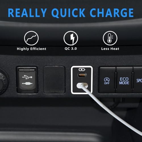 Toyota Dual USB-C Car Charger with PD 3.0 Fast Charging – Compact 1.3 x 0.9 Inch Design with LED Light for Enhanced Visibility – Perfect for Smartphones, Tablets & More