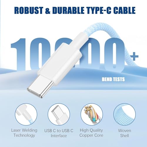 Power Up Your Devices: 20 W Fast Charging Duo Kit for i Phone 16 & 15 – Includes Two 6 FT Woven Type-C Cables for Enhanced Durability and Versatility – Perfect for i Pad Pro & Air Pods – Experience Rapid Charging with Unmatched Portability and Reliability