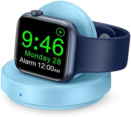 Sleek Sky Blue Portable Magnetic Charging Dock for Apple Watch – Fast Wireless Charger with Nightstand Mode, Compatible with Series 10, 9, 8, 7, SE, 6, 5, 4, 3, 2, Ultra 2 – Travel-Friendly Design with Premium Charging Cable for Effortless Power and Style