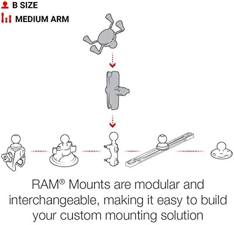 Universal RAM Mounts X-Grip Phone Holder – Secure, Durable Cradle with 360-Degree Rotation for RAM B Size 1″ Ball – Perfect for Cars, Bicycles & Hands-Free Access