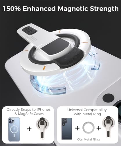Revolutionary Mag Safe Phone Grip with 360° Rotating Kickstand – Premium Silicone Finger Ring for Secure Handling & Versatile Viewing – Innovative Damping Hinge Design for Gym, Workouts, and Video Calls – Universal Compatibility with All Phones (Black) – Elevate Your Mobile Experience