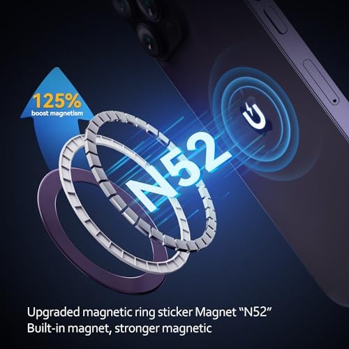 Mag Safe Magnetic Ring Stickers – Dual Pack for Superior Wireless Charging and Secure Mounting – Sleek Blue Titanium Design – Universal Compatibility for All Mag Safe Devices – Effortless Grip and Enhanced Mobile Efficiency – Elevate Your Smartphone Experience Now!