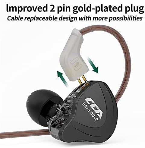 YINYOO CCA C10 In-Ear Monitors – Premium Hybrid Driver Earphones with 4 Balanced Armature & 1 Dynamic Driver, Detachable Tangle-Free Cable for Audiophiles and Musicians, Ergonomic Design for Ultimate Comfort and Enhanced Device Compatibility
