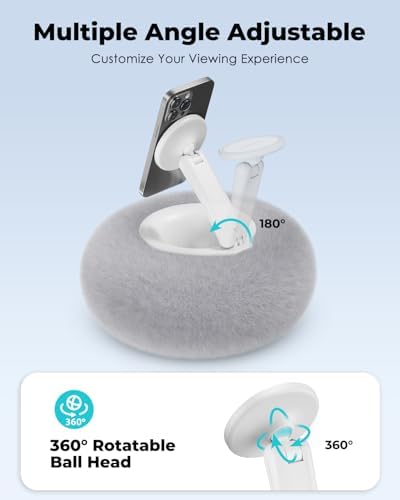 Viozon Phone Holder for Bed, Magnetic Pillow Stand, Compatible with 4-7″ Phone/Kindle with Small Storage, Removable Suction Base for Stability, Idea for Kindle Reading and Video Watching On Bed,Grey – Enhanced Compatibility and Speed