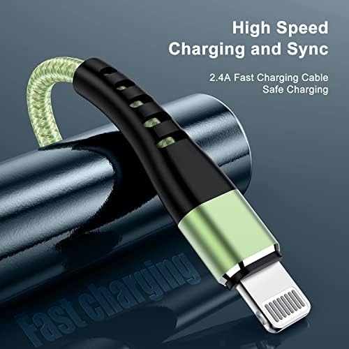 Essri 10 FT Nylon Braided i Phone Charger Cord 2-Pack – Fast Charging Lightning Cable for i Phone 14, 13, 12, 11, X, XS, XR, and 15 – Durable Blue 10 Foot Charging Solution for Ultimate Convenience and Style