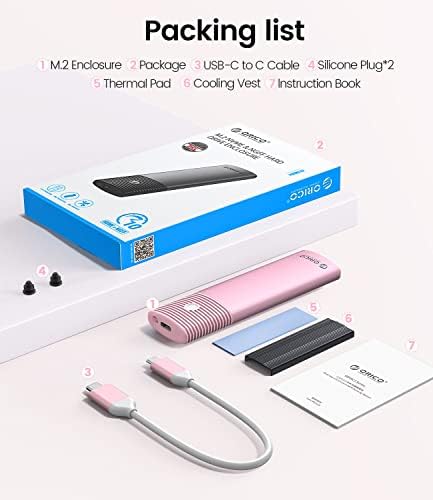 Ultra-Fast ORICO Aluminum M.2 NVMe SSD Enclosure – Tool-Free 10 Gbps USB-C Adapter for 2230/2242/2260/2280 PCIe M-Key SSDs – Thunderbolt 3 Compatible External SSD Case with Enhanced Heat Dissipation and 4 TB Support for Optimal Data Management and Storage Solutions