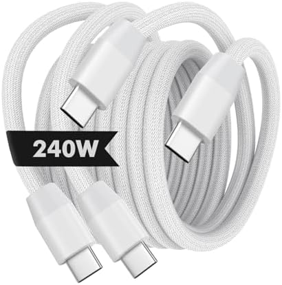 High-Speed Mo Ko 240 W USB C to USB C Charging Cable – 3.3 ft Nylon Braided, Fast Power Delivery for i Phone 15/16, Mac Book Pro 2020, Galaxy S24 – Durable, Tangle-Free, Elegant Tech Solution for Ultimate Device Connectivity