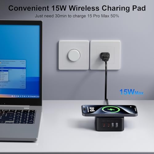 Effortless 60 W Fast Wireless Charger Pad for Samsung Galaxy S25 Ultra & i Phone 16 Series – Multi-Device Type C Hub with 4 Ports for Quick Charging and Enhanced Compatibility – Perfect for Shared Spaces and Tangle-Free Convenience