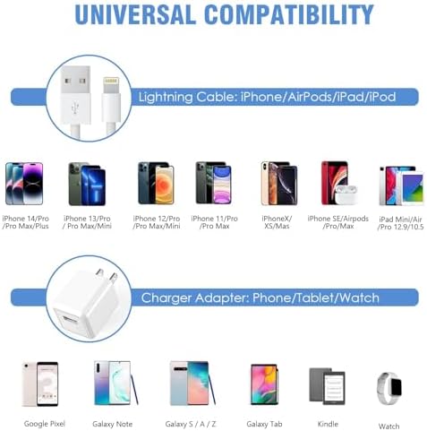 10 FT Extra Long i Phone Charger – Dual Pack Apple MFi Certified Fast Charging Lightning Cable with USB Wall Adapter for i Phone 14 Pro/14/13/12/11 Pro Max/XS/XR/X/SE – Unmatched Convenience and Speed for Your Charging Needs