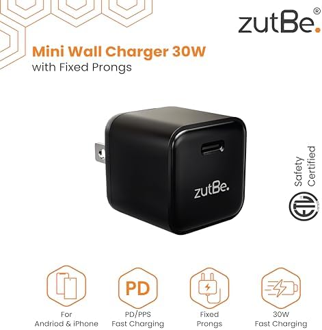 30 W Compact Wall Charger with Fixed Prongs – Fast USB-C Power Delivery Adapter for i Phone 16/15/14/13 Pro, Galaxy, Pixel, i Pad & More – Travel-Ready ETL Certified Charger for Quick Device Charging (Cable Not Included)