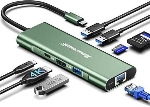 Revolutionize Your Connectivity with the Hiearcool 8-in-1 USB C Hub Ethernet – High-Speed 4 K@60 Hz HDMI, Dual USB 3.0 Ports & Gigabit Ethernet for Mac Book Pro/Air, i Pad, Dell, and Lenovo – Streamline Your Workspace with Effortless Multitasking and Enhanced Compatibility – Ultimate Portable Adapter for Professionals on the Go